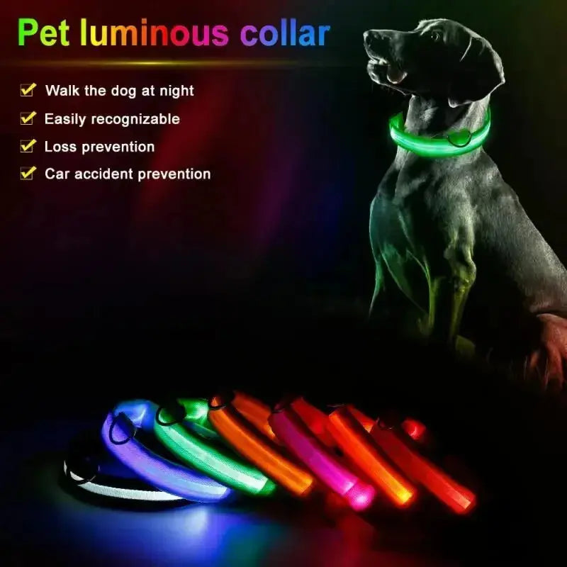 Adjustable Dog Collar LED Glowing Luminous Collar Dog Night Light - Ton Monde Shop