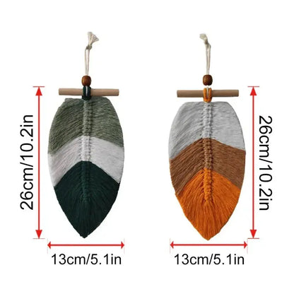 Bohemian Style Woven Leaves Hanging Wall Hanging Tapestry Set - Ton Monde Shop