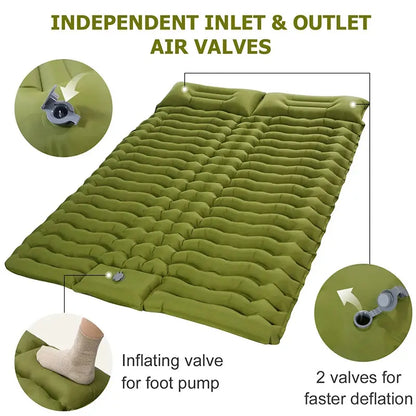 Camping Self-Inflating Mat Sleeping Mattress with Pillow 2 Persons - Ton Monde Shop