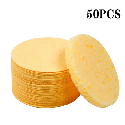 50-1000 pièces compresse bouffée de lavage du visage éponge de pâte de bois naturelle bouffée de lavage du visage bouffée moussante bouffée cosmétique éponge de nettoyage du visage