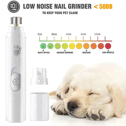 Broyeur à ongles électrique pour chien avec roue de polissage lumière LED coupe-ongles pour animaux de compagnie 500 MAh coupe-ongles pour animaux de compagnie à 2 vitesses pour le toilettage des pattes d'animaux