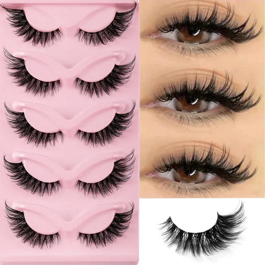 5 paires de cils œil de chat Faux vison cils longs naturels Manga cils ailés fin oeil cils allongés Faux cils maquillage