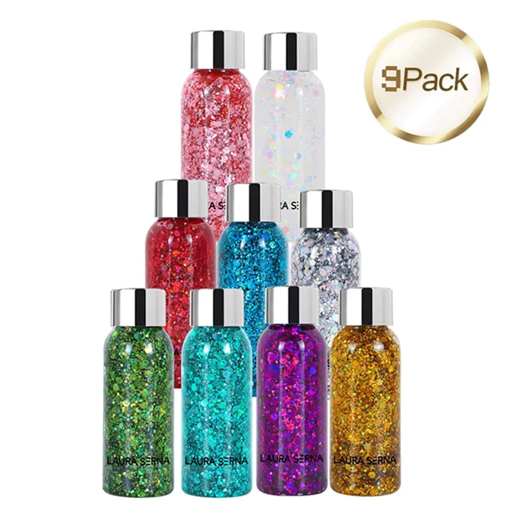 Festival corps paillettes Gel visage yeux paillettes fard à paupières holographique cosmétique Laser poudre gros ongles cheveux paillettes barre maquillage