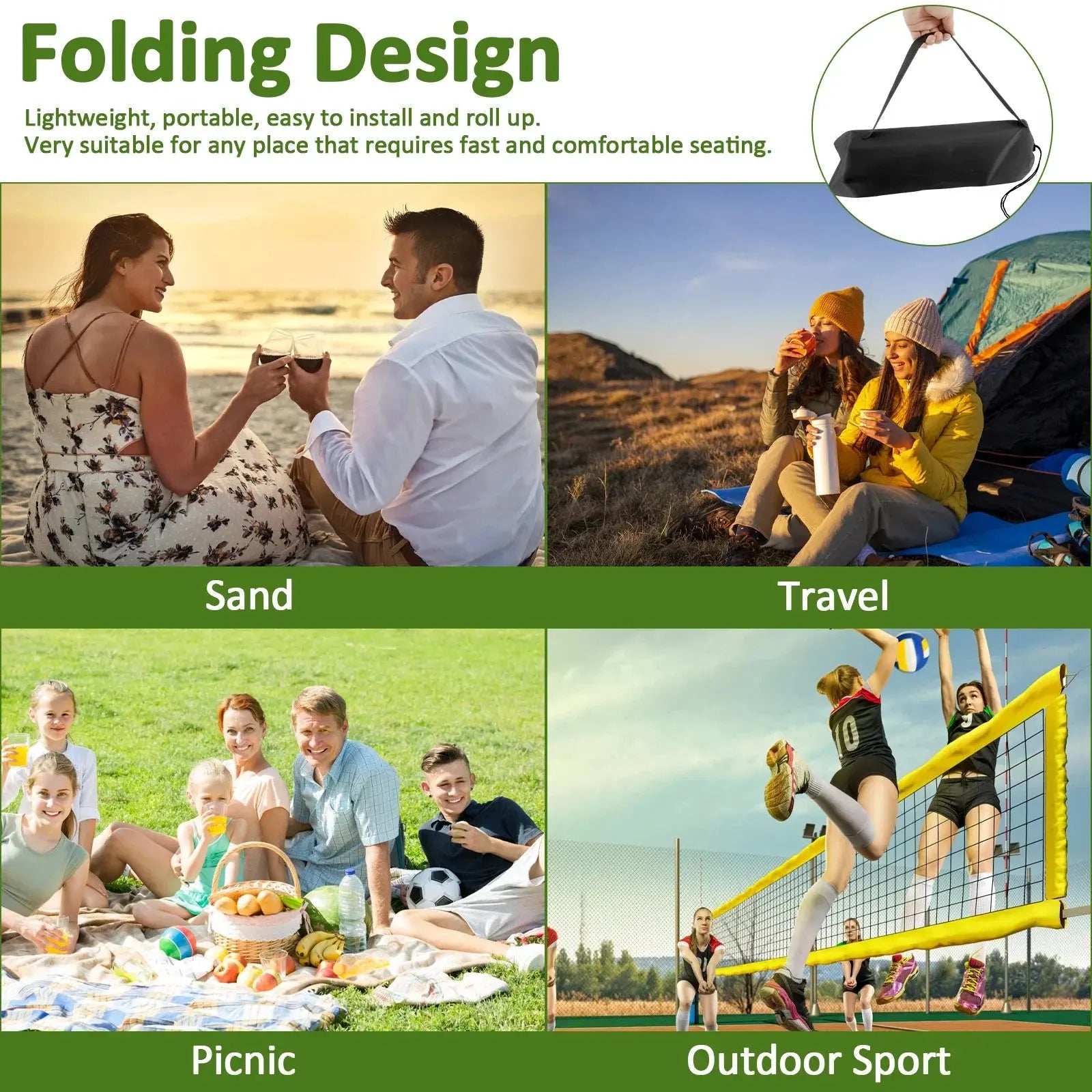 Foldable Camping Chair Ultra-Light for Camping Beach Road Trips Picnic - Ton Monde Shop