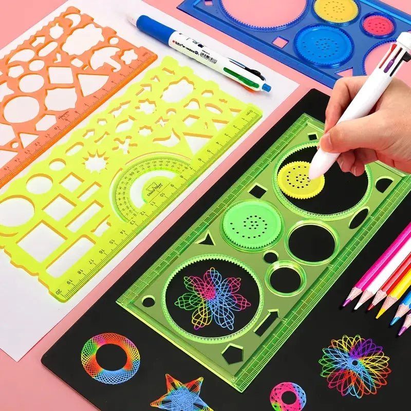 Geometry Spirograph Drawing Stencils Set Painting Template Kids Toy - Ton Monde Shop