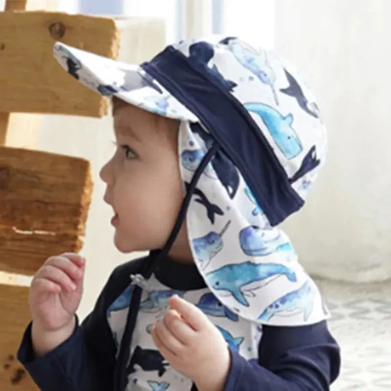 Chapeau de soleil d'été pour enfants, Protection UV UPF 50 +, pour la plage en plein air, pour garçons et filles, couverture de bain, casquette à rabat réglable, casquette de dinosaure, maillots de bain