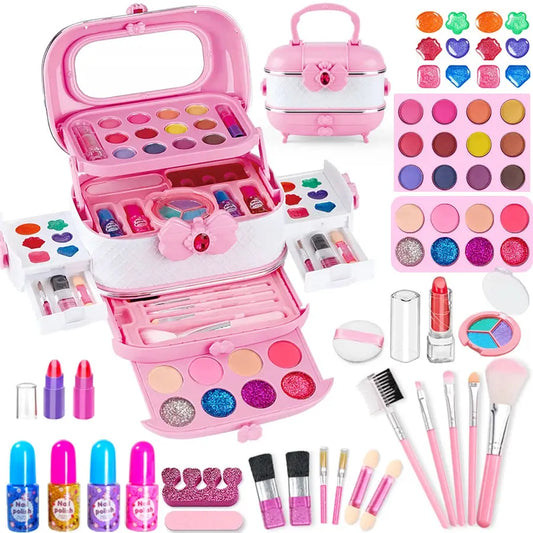 Jouets de maquillage lavables pour enfants, Kit de maquillage pour filles, véritable ensemble de maquillage, Kit de maquillage pour petites filles, pour enfants en bas âge