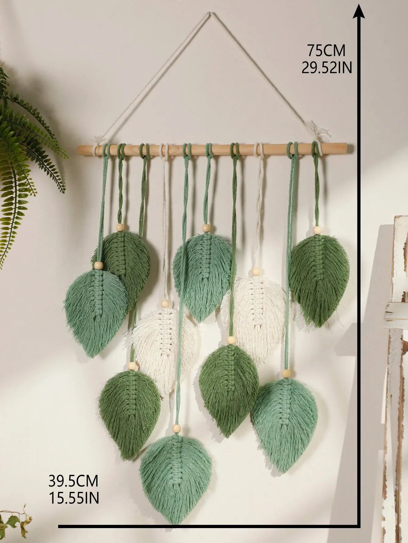 Leaf Macrame Tapestry Brown Green Wall  Home Decoration - Ton Monde Shop