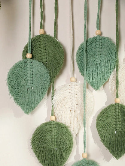 Leaf Macrame Tapestry Brown Green Wall  Home Decoration - Ton Monde Shop