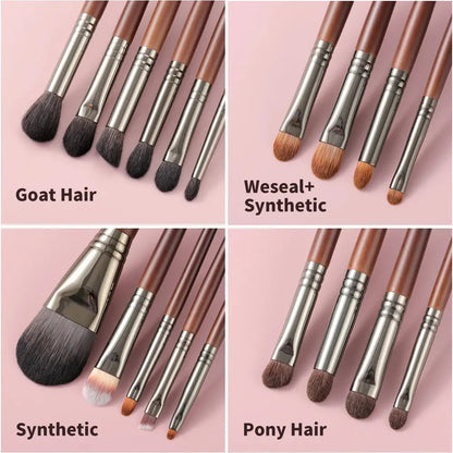 OVW Natural Makeup Brushes Set Eyeshadow Make Up Brush Goat Hair Kit - Ton Monde Shop