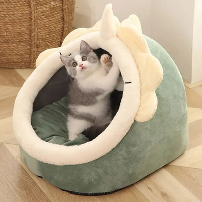 Pet Cave Bed for Self-Warming Foldable Removable Washable