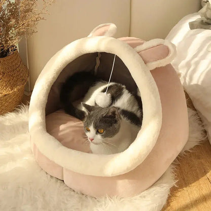 Pet Cave Bed for Self-Warming Foldable Removable Washable