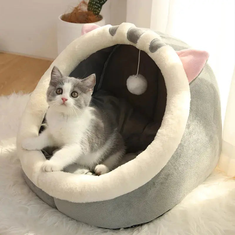 Pet Cave Bed for Self-Warming Foldable Removable Washable - Ton Monde Shop