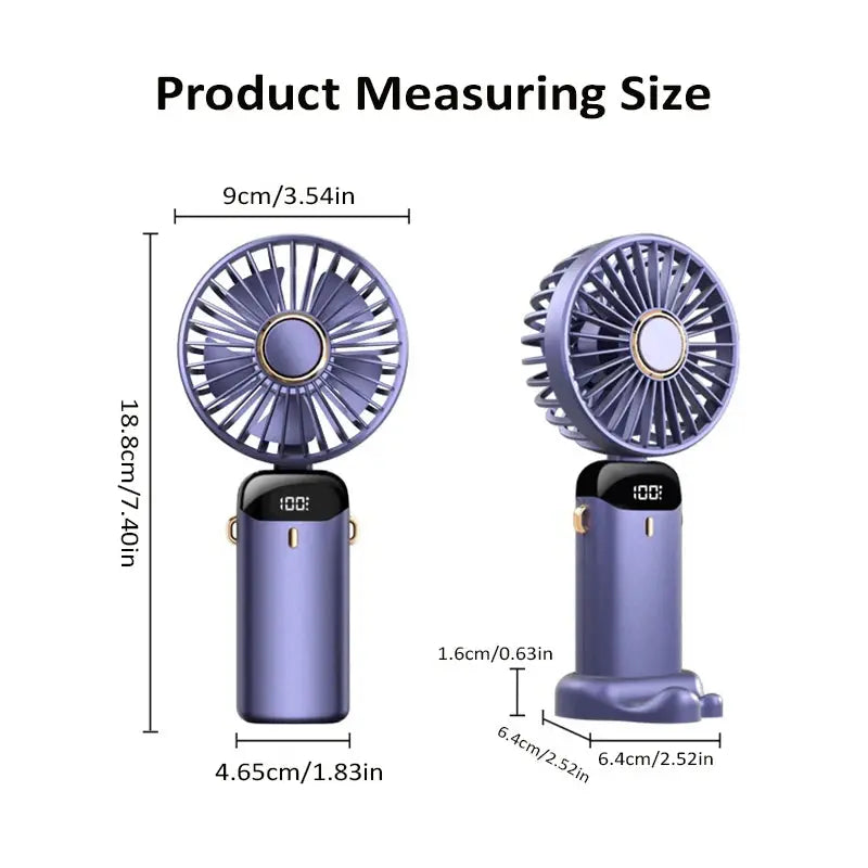 Portable Fan Rechargeable 90° Foldable Fan Mini Air Conditioner - Ton Monde Shop