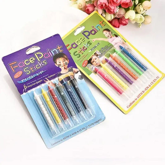 6 Colors Face Body Painting Pencils Paint Crayon Pen Stick Splicing Structure For Christmas Halloween Party Makeup Decoration
