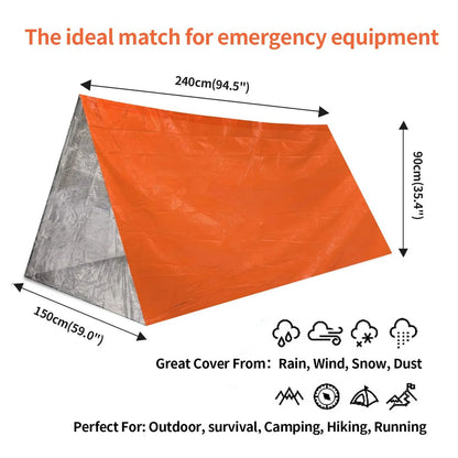 2-Person Outdoor Camping Tent Waterproof Lifesaving Tent Emergency Escape Camping Survival Tent Kit Outdoor Camping Mat