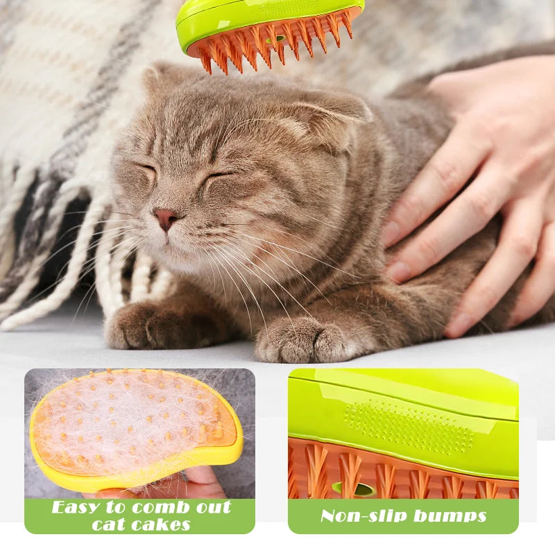 Steam brush for dogs and cats