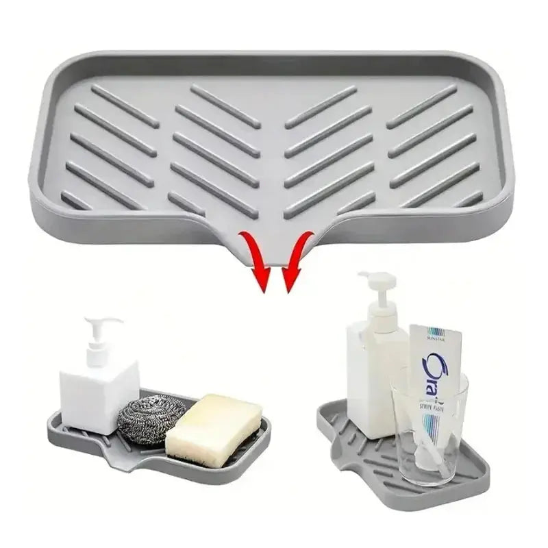 Sink Silicone Tray With drain Soap Sponge Storage Holder - Ton Monde Shop