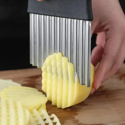 Stainless Steel Potato Chip Slicer Dough Vegetable Fruit Crinkle Wavy - Ton Monde Shop