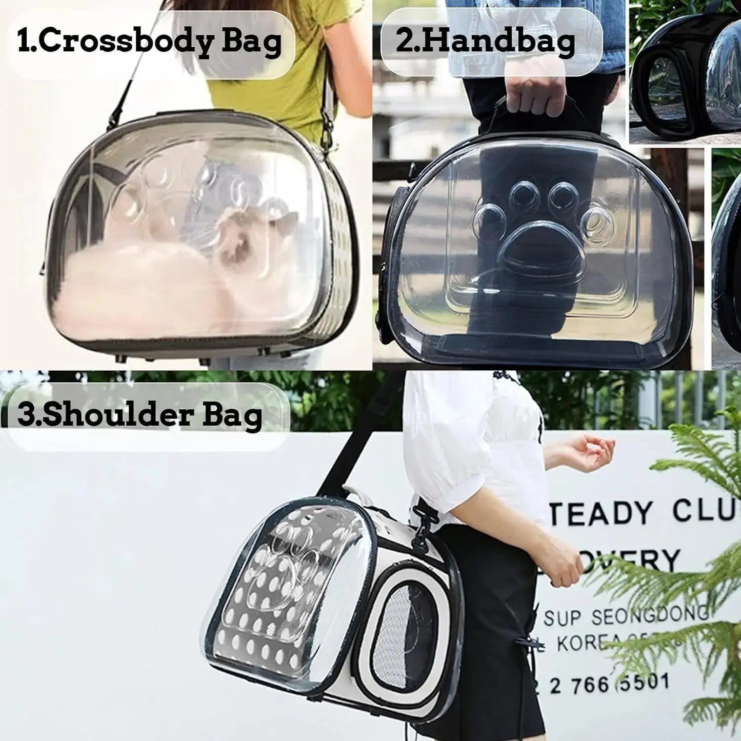 Transparent Foldable Outdoor Pet Travel Carrier Bag for Dog Cat - Ton Monde Shop