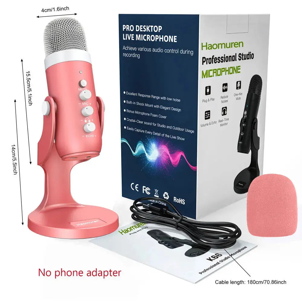 USB Condenser Microphone Studio Recording Mic for PC Computer Laptop