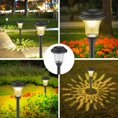 Solar Pathway Lights Bright RGB Color Changing/Warm White Outdoor Waterproof Garden Lamp Powered