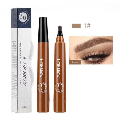 Crayon de tatouage pour sourcils, 5 couleurs, étanche, 4 pointes de fourchette, longue durée, liquide marron, stylo à sourcils, cosmétiques pour les yeux, maquillage de beauté pour femmes