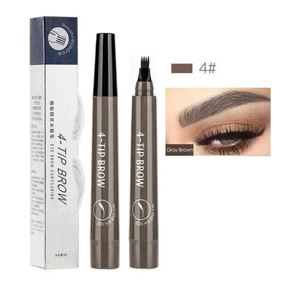 Crayon de tatouage pour sourcils, 5 couleurs, étanche, 4 pointes de fourchette, longue durée, liquide marron, stylo à sourcils, cosmétiques pour les yeux, maquillage de beauté pour femmes