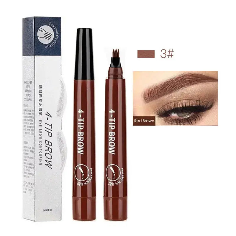 Crayon de tatouage pour sourcils, 5 couleurs, étanche, 4 pointes de fourchette, longue durée, liquide marron, stylo à sourcils, cosmétiques pour les yeux, maquillage de beauté pour femmes