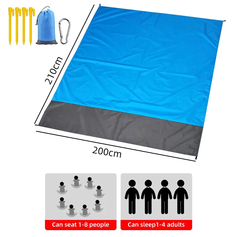 Waterproof mat, portable, ideal for camping and beach.