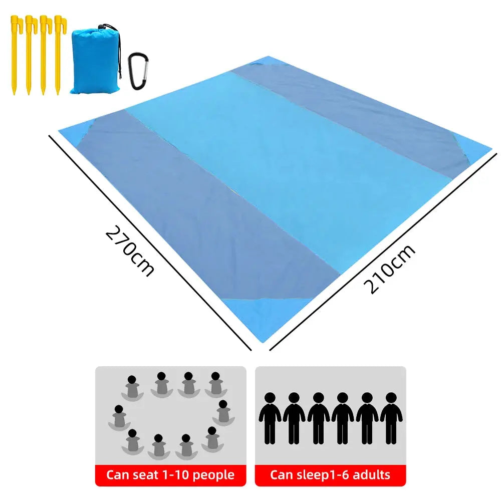 Waterproof mat, portable, ideal for camping and beach.