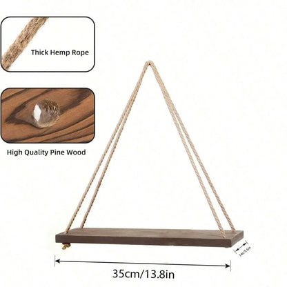 Wooden Swing Hanging Hemp Rope Wall - Ton Monde Shop