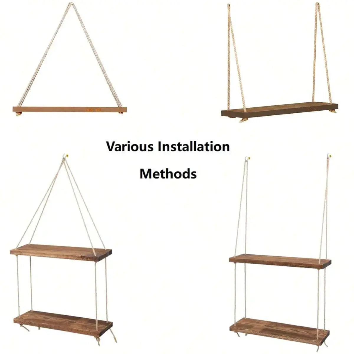 Wooden Swing Hanging Hemp Rope Wall - Ton Monde Shop