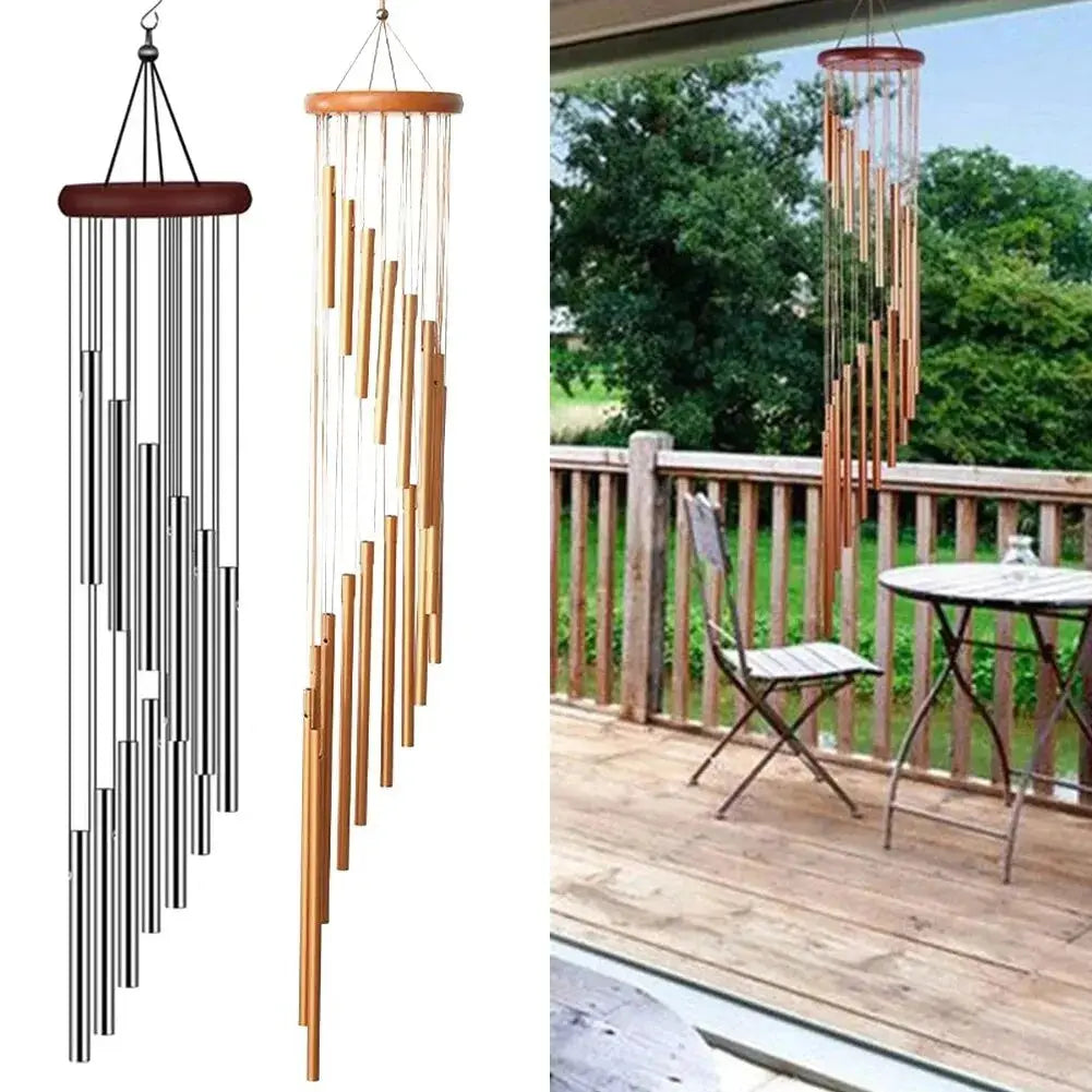 12 Tubes Aluminum Alloy Wind Chimes with Hook Gold/silver Bells for Outside - Ton Monde Shop